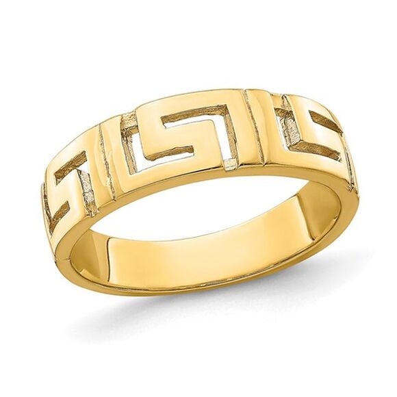 14K Yellow Gold Cut-Out Greek Key Band Ring (size 7)